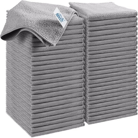 HOMEXCEL Grey Microfiber Cleaning Cloth, 50 Pack Cleaning Towels by HOMEXCEL