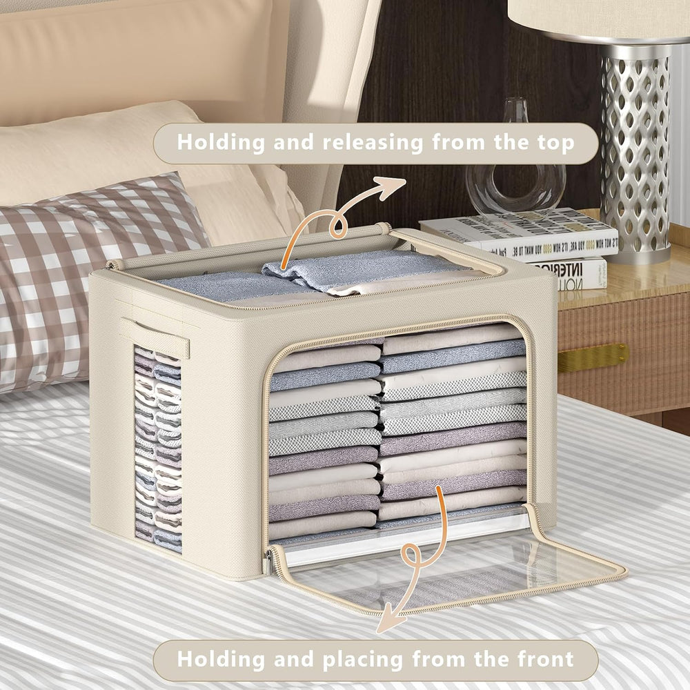 CYhom 3Pack Frame Storage Box - Clothes Storage Bin Bags Oxford Fabric Foldab...
