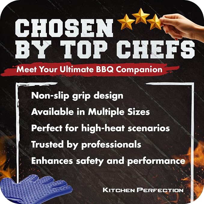 KITCHEN PERFECTION S Silicone Smoker Oven Gloves -Extreme Heat Resistant BBQ - Image 8