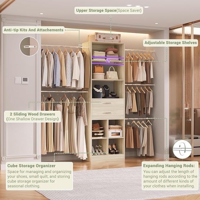 Closet System, 4-8 FT Closet Organizer Tower - Image 4