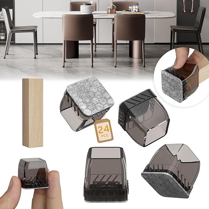 24PCS Extra Small Chair Leg Floor Protectors, Furniture Sliders, Chair Leg by Indemo