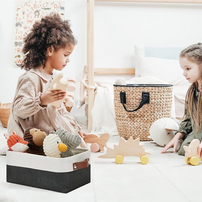 DULLEMELO Small Storage Bin, Collapsible Rectangular Fabric Basket - Image 7