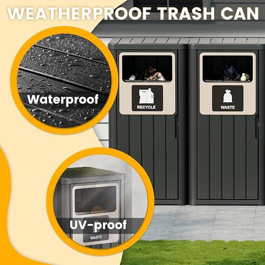 2pcs Outdoor Trash Can Waterproof Resin Garbage Can - Image 4