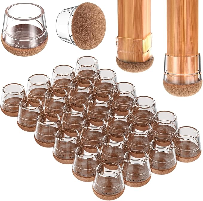 Chair Leg Floor Protectors Large 24Pcs, Silicone Chair Leg Protectors by YTEACIUL
