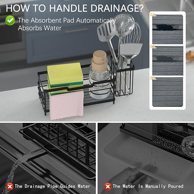 Sponge Holder for Kitchen Sink, Sink Caddy Organizer - Image 5