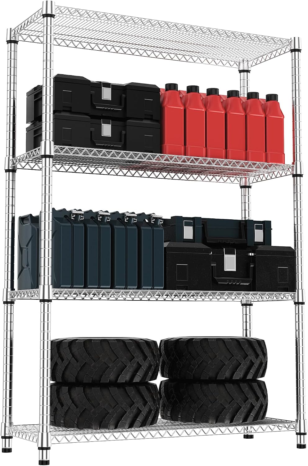 M MZG 4 Tiers Shelf Metal Storage Shelves 2640 lbs Steel Storage Shelving Uti...