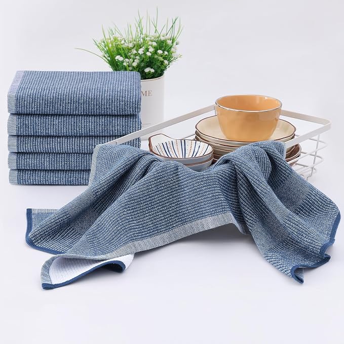 Homaxy Premium Kitchen Towels, Large Cotton Kitchen Hand Towels, Flat and Terry - Image 6