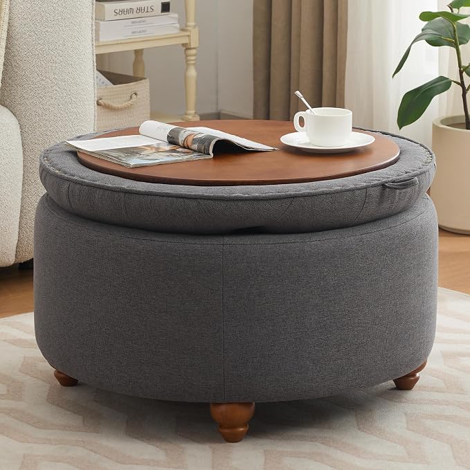 30Inch Round Storage Ottoman - Image 7