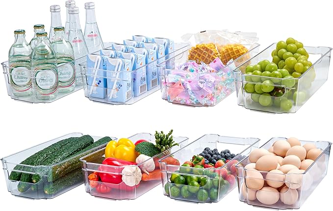 JollyPack 8 Pack Clear Plastic Storage Bins, Pantry Organizers and Storage by JollyPack