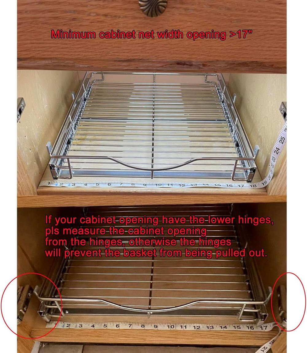 DINDON 1 Tier Pull Out Cabinet Organizer (17" W x 21" D) Heavy-Duty...