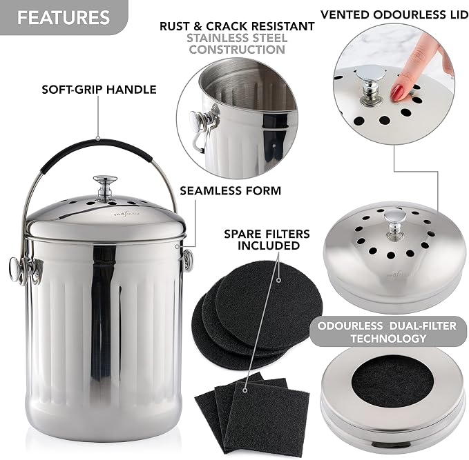 RED FACTOR Premium Compost Bin for Kitchen Countertop - Image 6
