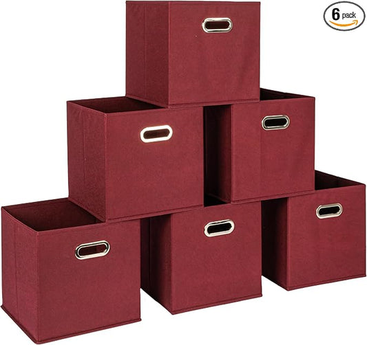 Household Essentials Fabric Storage Cube Bins, 6 Piece Set, Strong Poly-Woven by HouseholdEssentials