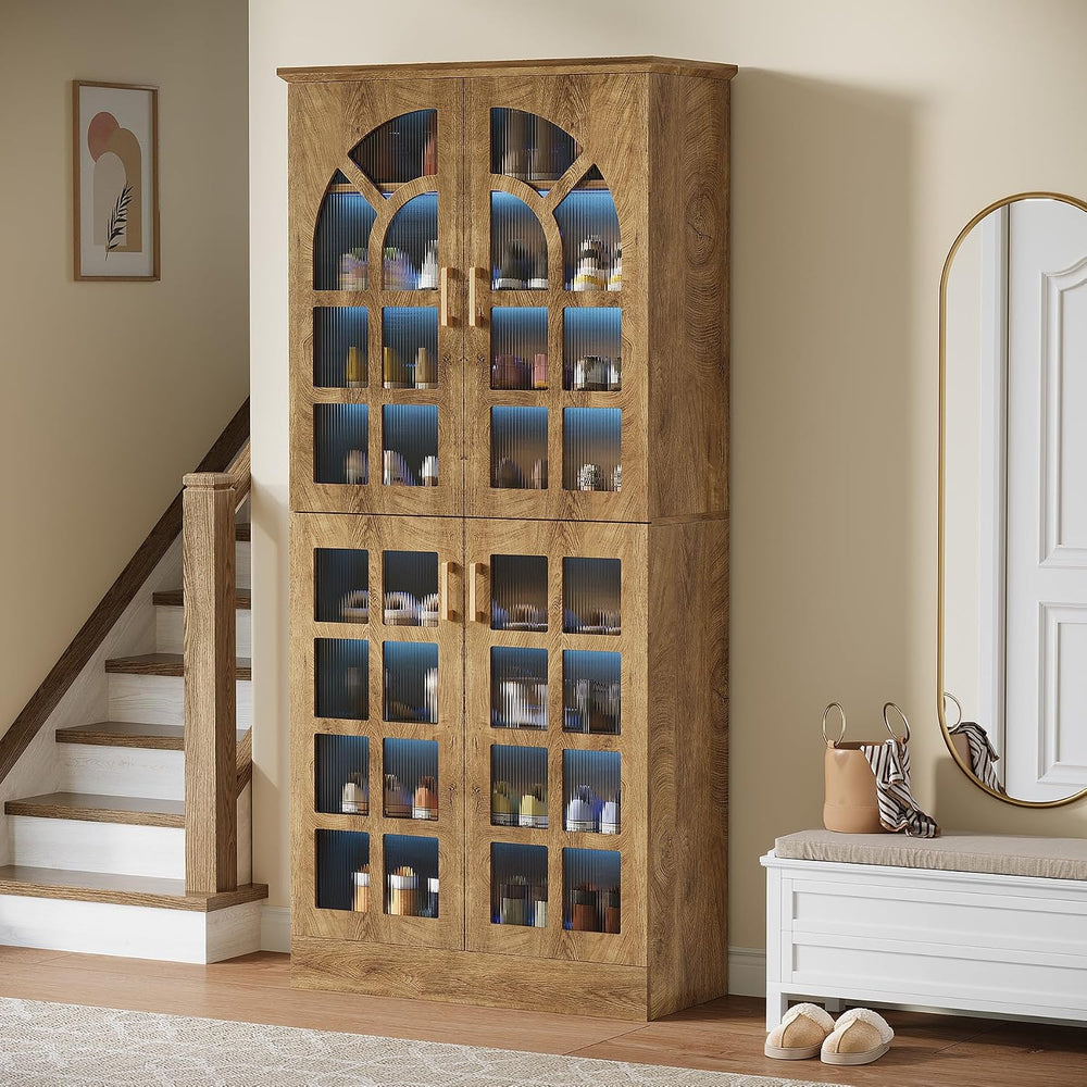 Tribesigns Tall Shoe Cabinet with Doors & Led Light, 8-Tier, Modern