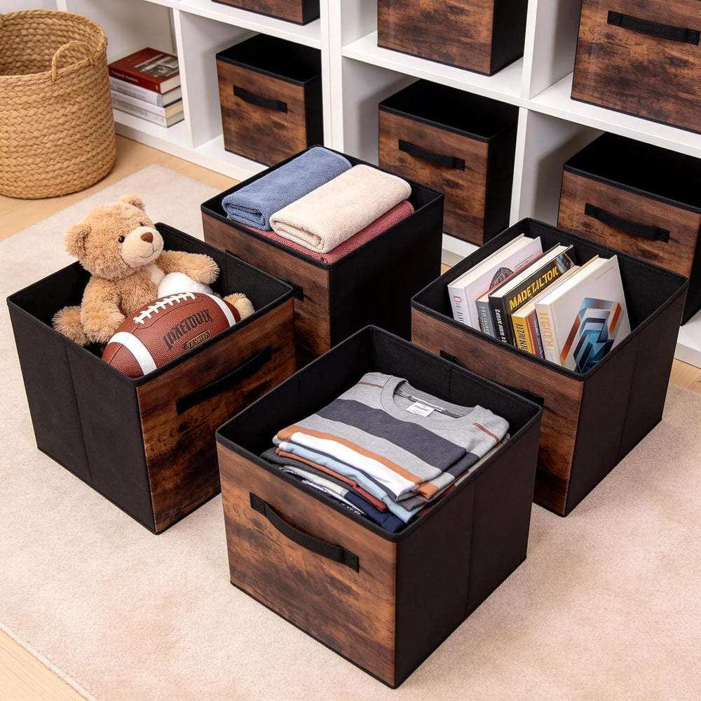 13 Inch Fabric Storage Cubes, 8 Pack Foldable Storage Bins with Handle, Fabri...