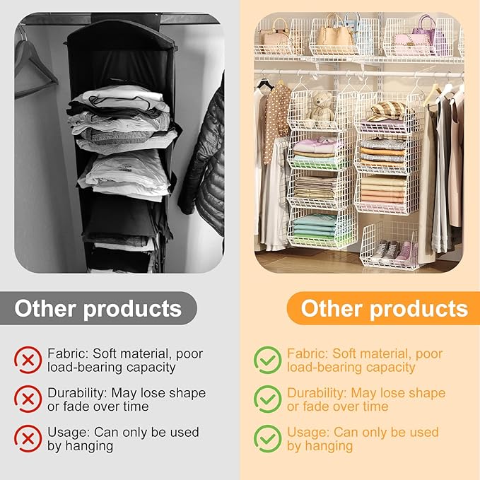 X-cosrack 4 Tier Closet Hanging Organizer, Foldable Closet Shelving - Image 2