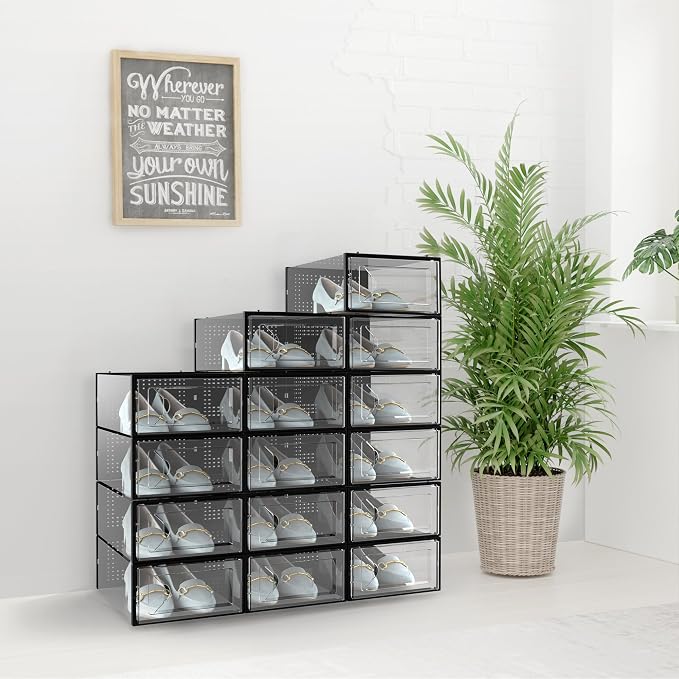 Kuject 15 Pack Shoe Storage Boxes, Connect Left and Right Shoe Boxes Case - Image 8
