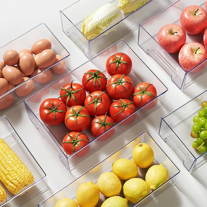 PeJeyiee 4 Pack Clear Stackable Refrigerator Organizers and Storage Drawers - Image 2