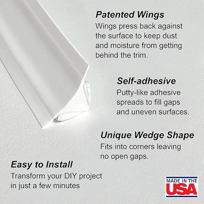 InstaTrim The Original Flexible Trim - 50ft White 3/4" Wide Caulk Tape - - Image 4