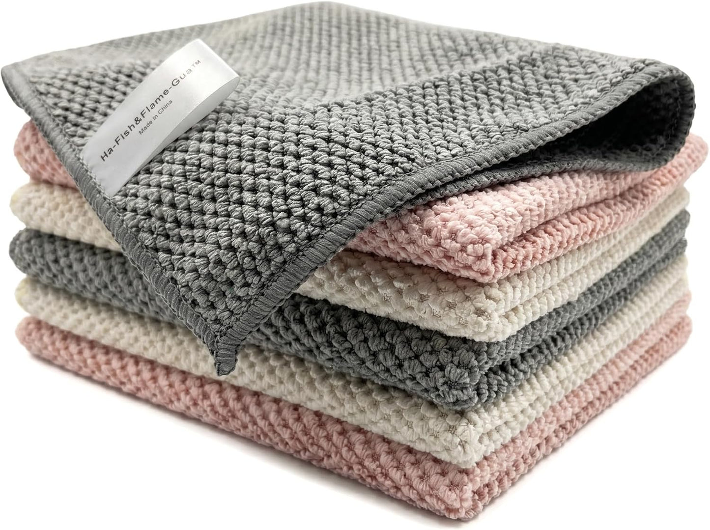 Microfiber Cleaning Cloths 6-Pack, Absorbent Textured Towels Large 12x16 In | Perfect for kitchen countertops, dishes & household cleaning. Streak-free, lint-free, reusable.