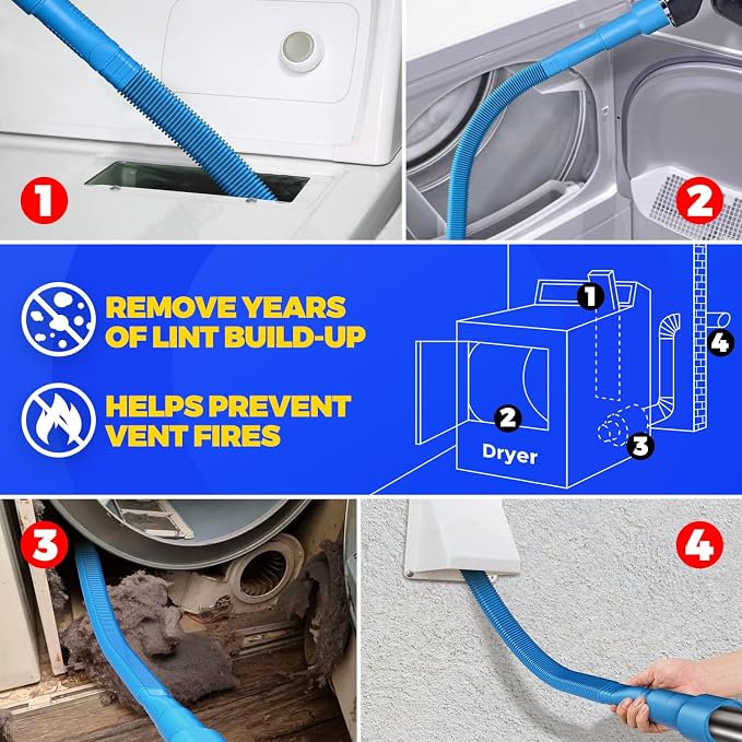 Holikme 2 Pieces Dryer Vent Cleaner Kit, Dryer Lint Vacuum Attachment and - Image 4