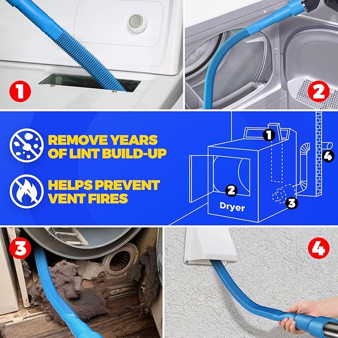 Holikme Dryer Vent Cleaner Kit Dryer Cleaning Tool Include Dryer Vent Brush - Image 3