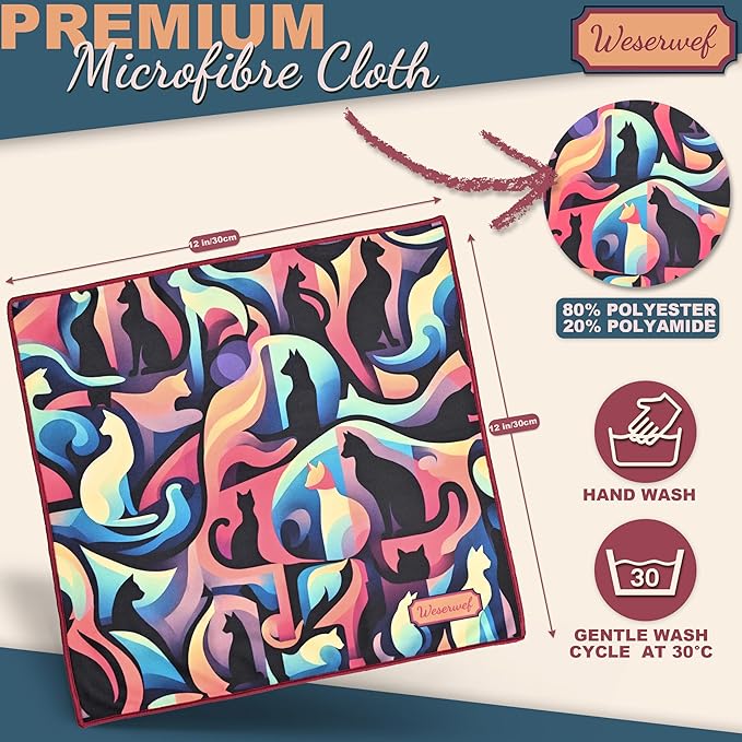 WESERWEF Design Microfiber Glasses Cleaning Cloth – Premium Cleaning Cloth - Image 2