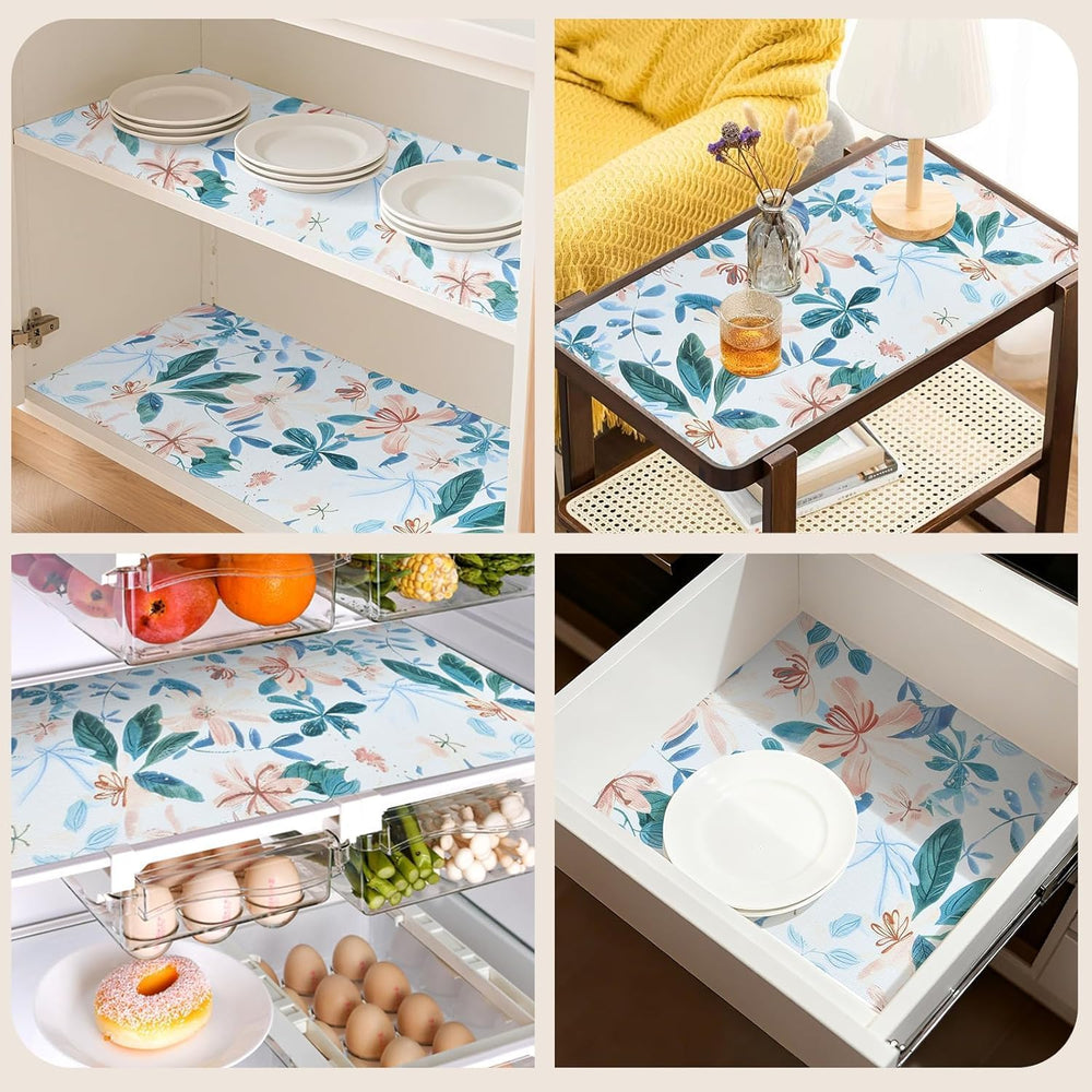 Shelf Liners Thickened Non-Slip Non Adhesive Pastel Floral & Bird Pattern
