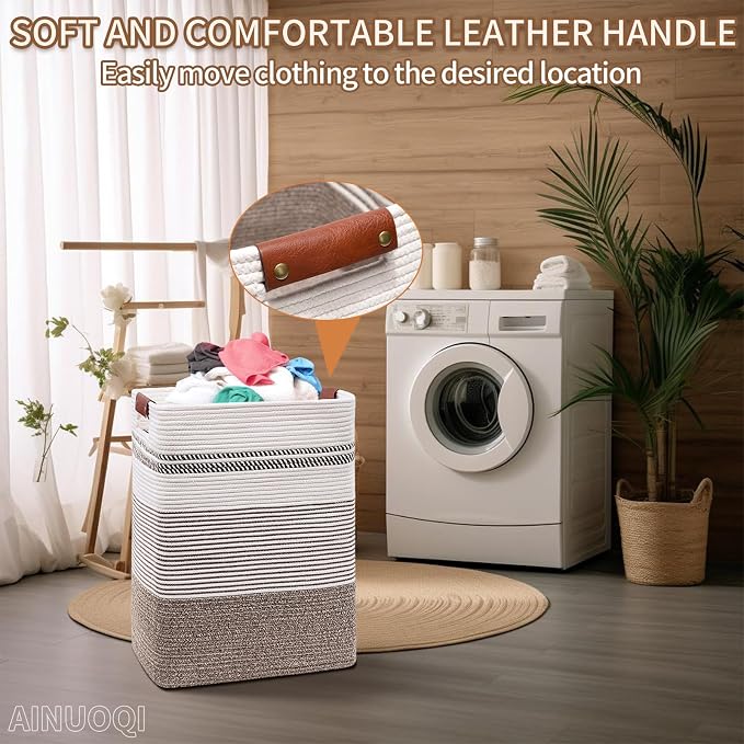 Laundry Hamper - Tall Woven Rope Laundry Basket - Clothes hamper - Image 5