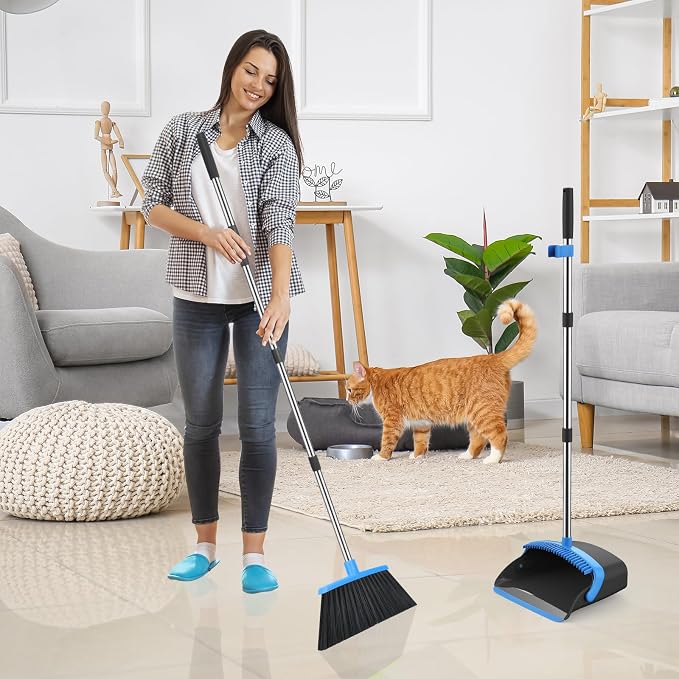 NACENA Broom and Dustpan Set, 52-in Long Adjustable Handle Broom Dustpan Combo - Image 7