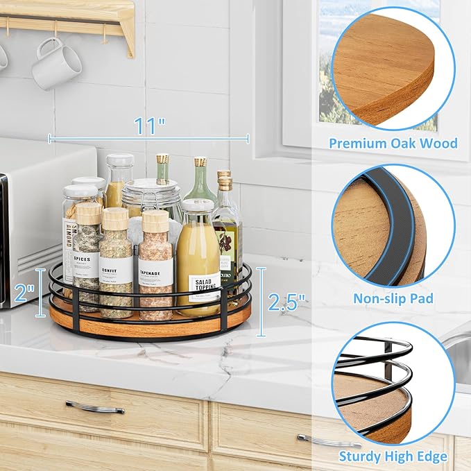 Wood Lazy Susan Turntable Organizer - Image 3