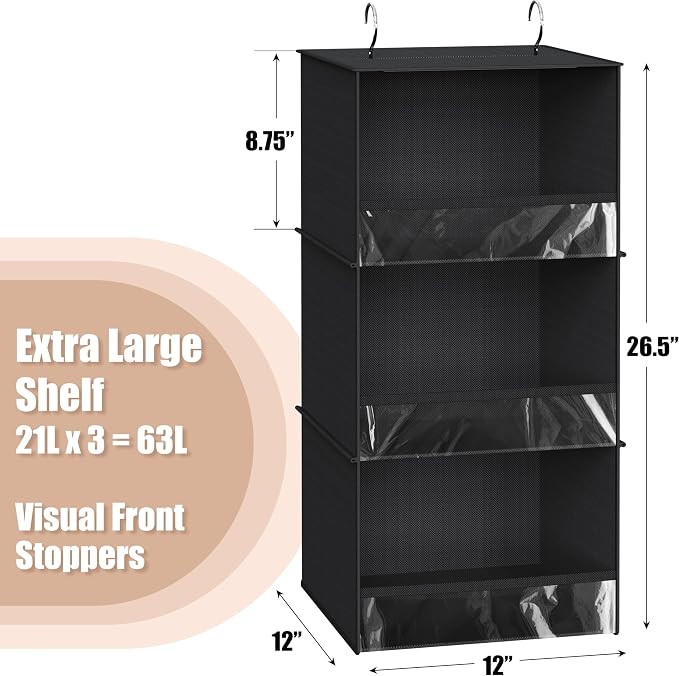 Simple Houseware 3 Shelf Hanging Closet Organizer - Image 3