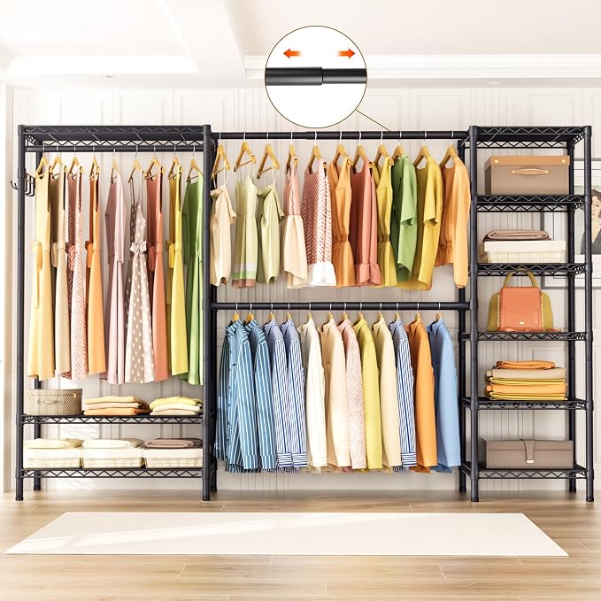 Expandable Heavy Duty Garment Rack Clothes Rack, Large Metal Closet Organizer - Image 2