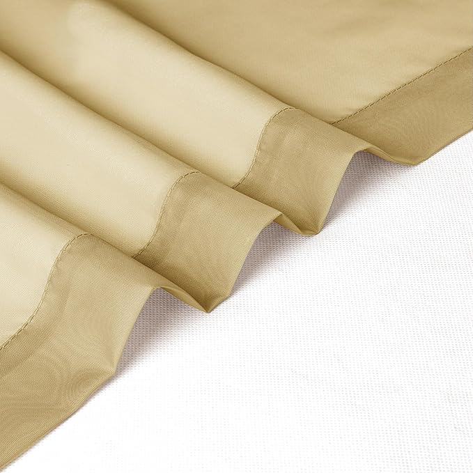 Chyhomenyc Gold Sheer Curtains 30 inch Length 2 Panels, Light Filtering Voile - Image 7