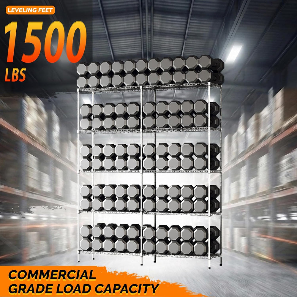VINGLI 5 Tier Storage Shelves 1430LBS Heavy Duty Metal Shelving, Upgraded 58&...