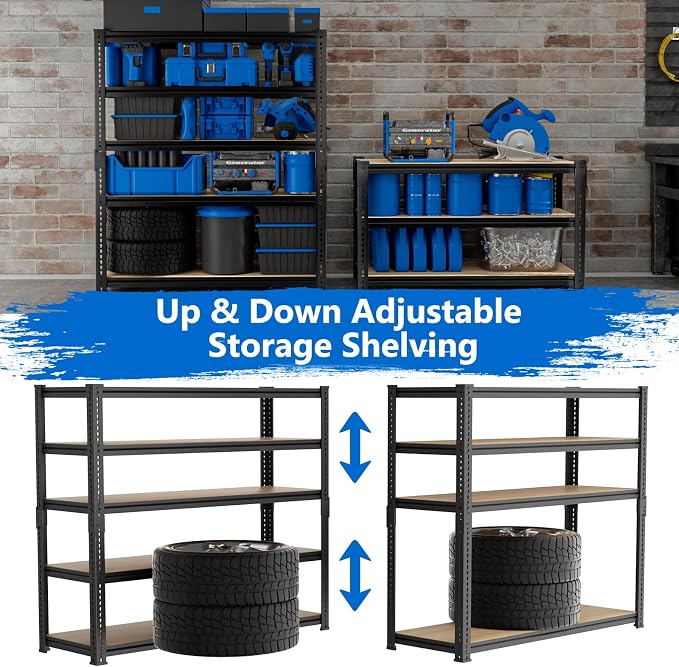 Garage Shelving, Storage Shelves Heavy Duty 2000 LBS Capacity, 5 Tier - Image 4