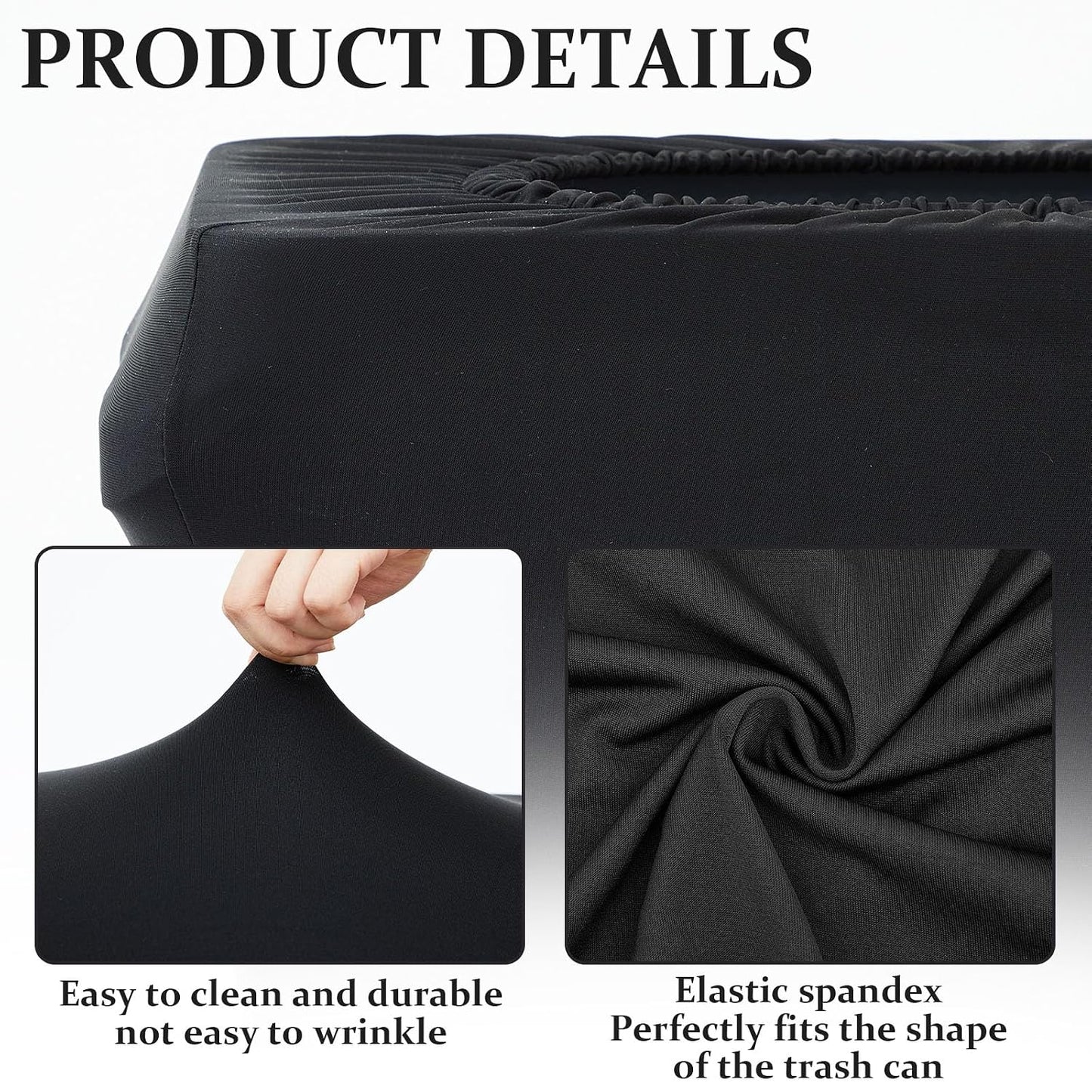 Windyun 2 Pcs 23 Gallon Spandex Stretchable Trash Can Cover Wedding Party Fundraiser Decorations for Home Garden (Not Include Trash Can) (Black)