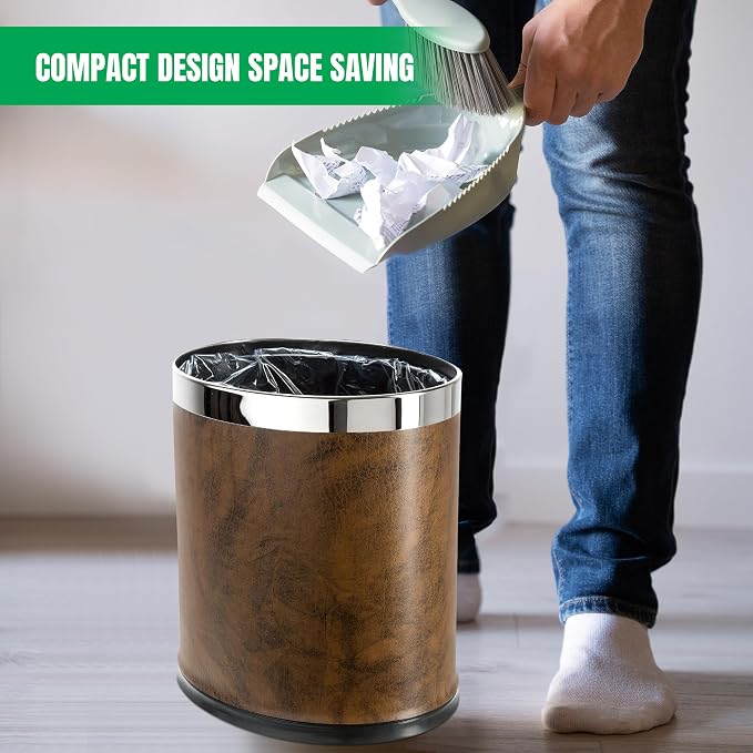'Invisi-Overlap' Open Top Leatherette Trash Can, Small Office Wastebasket - Image 7