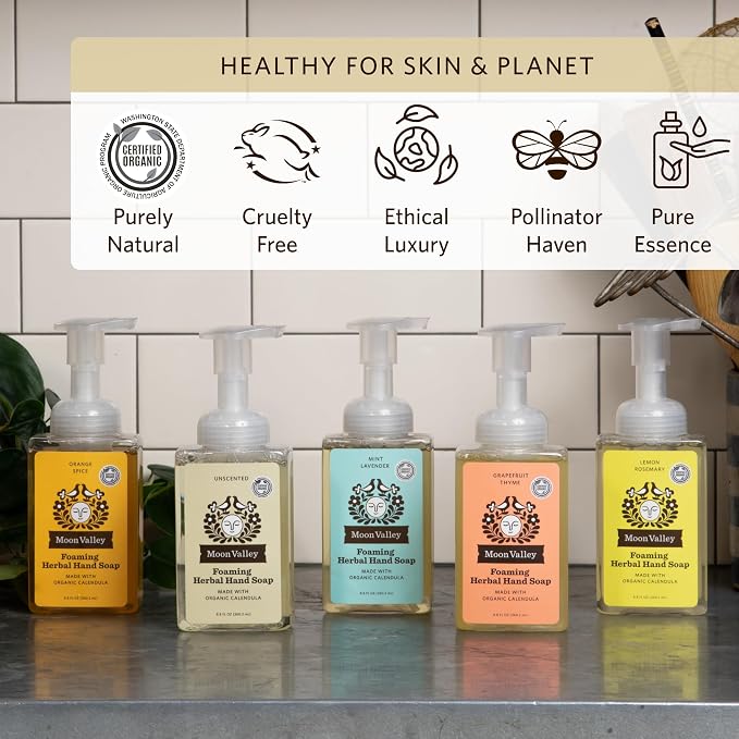 Moon Valley Herbal Foaming Hand Soap, Unscented Two Pack, Recyclable Bottle - Image 5