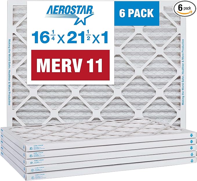 Aerostar 16 1/4x21 1/2x1 MERV 11 Pleated Air Filter, AC Furnace Air Filter by AirFiltersDelivered