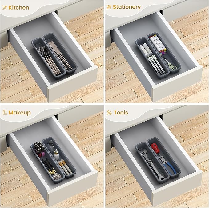 2 Pack Silicone Silverware Drawer Organizer, DIY Free Combination Kitchen - Image 8