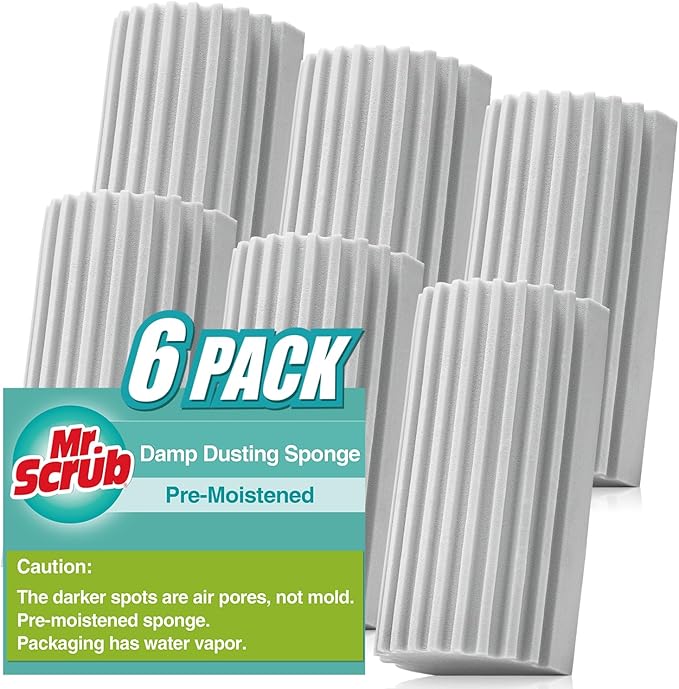 6 Pack Damp Dusting Sponge Duster, Reusable Household Cleaning Sponge Tool by MrScrubCleaninghelpers