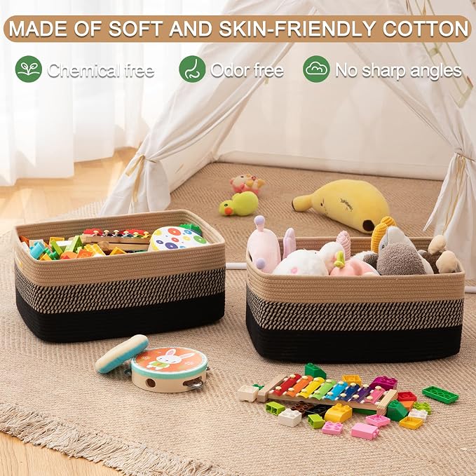 Large Storage Basket for Organizing, Woven Rope Basket for Shelves, Closet - Image 5