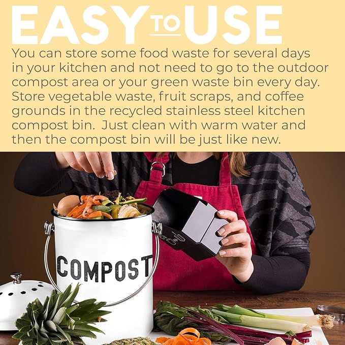 EPICA Countertop Compost Bin Kitchen | 1.3 Gallon | Odorless Composting Bin - Image 9