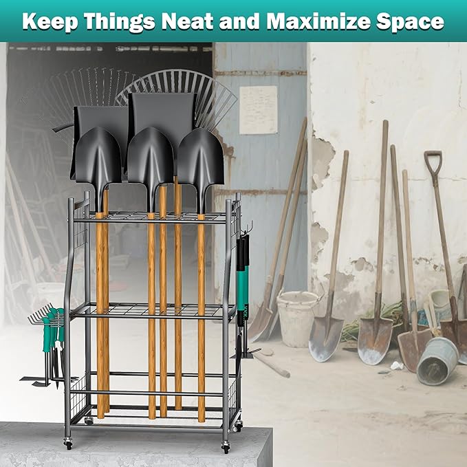 EVERHANGER Garden Tool Organizer Stand, Garage Tool Storage Organization - Image 6