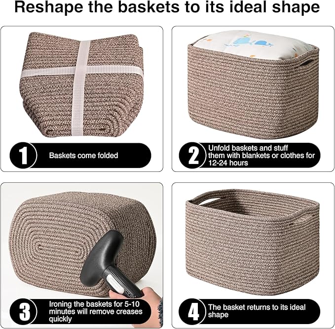 Storage Baskets for Shelves Organizing, Woven Cotton Rope Baskets for Storage - Image 7