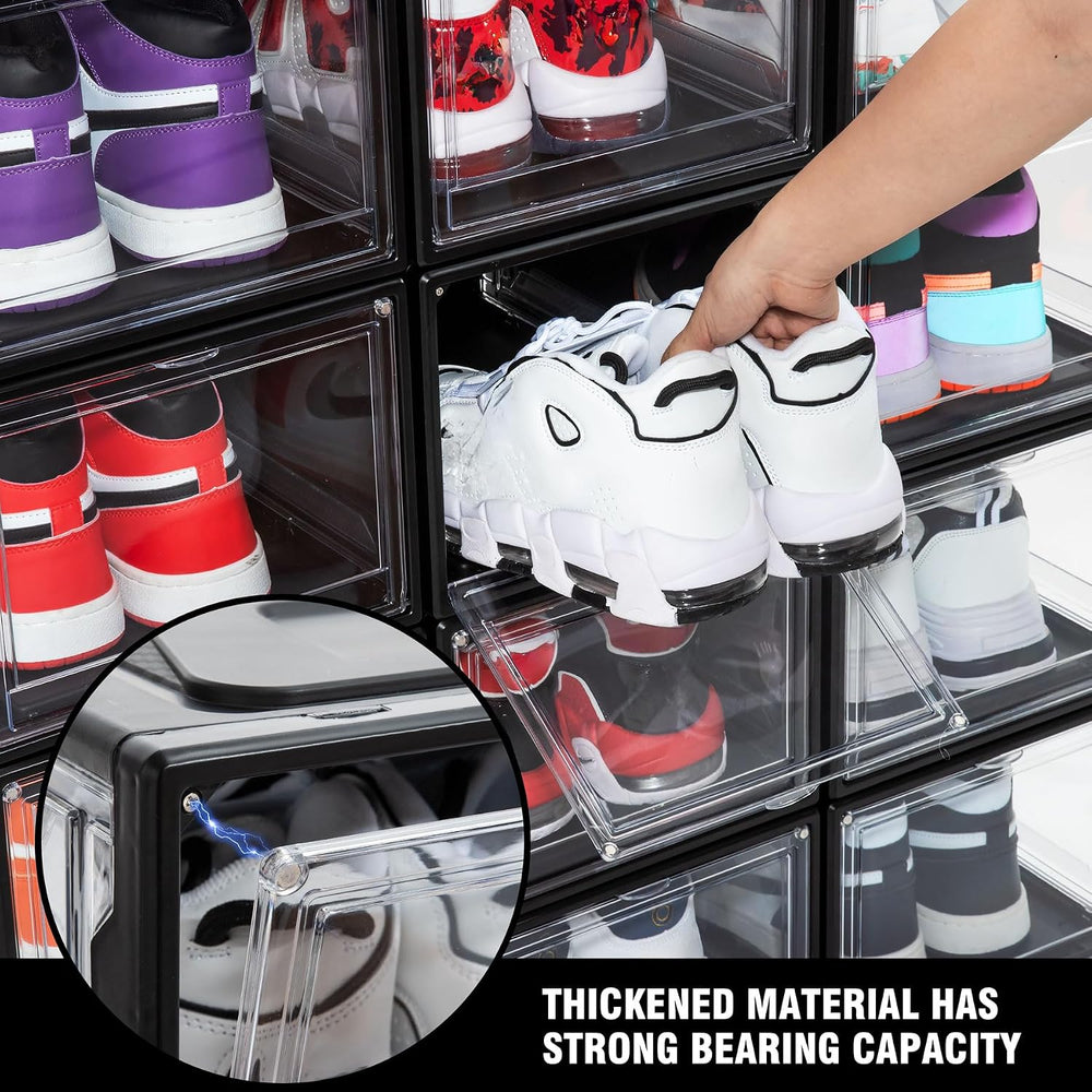 12 Pack Shoe Boxes, Clear Acrylic Plastic Shoe Boxes Stackable, Space-Saving ...