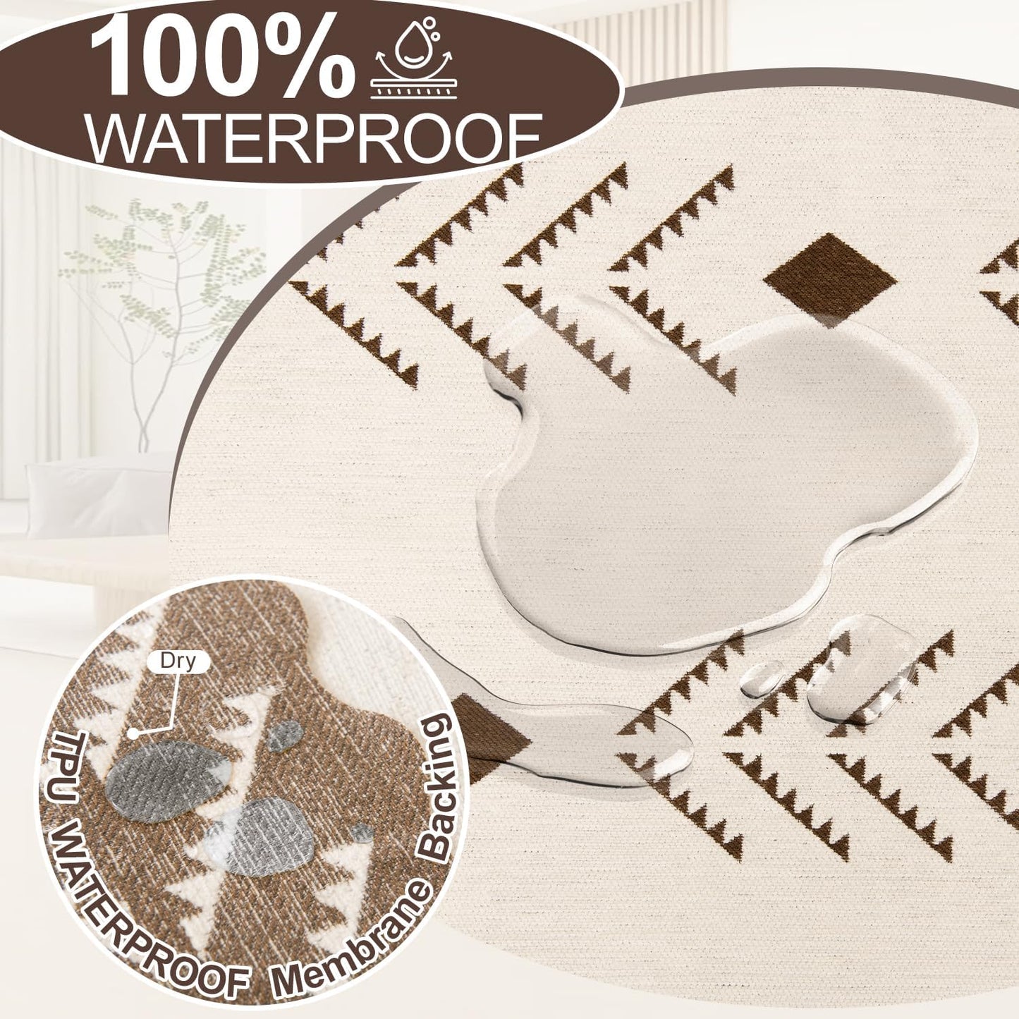 1OO% Waterproof Sectional Couch Covers for Dogs L Shaped Corner Sofa Cover Washable Chenille Sofa Slipcovers Blanket Modern Jacquard Pet Furniture Protector (91"x276", Boho Brown Cream)