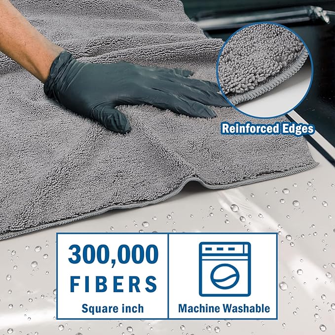HOMEXCEL Professional Large Microfiber Car Drying Towels 2 Pack, Lint Free - Image 2