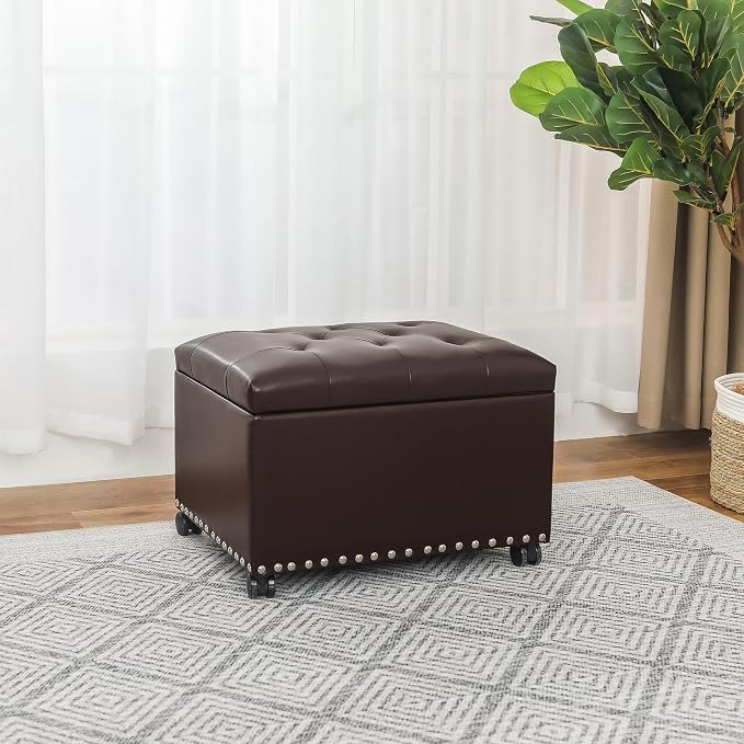 Joveco Leather Storage Ottoman - Image 7
