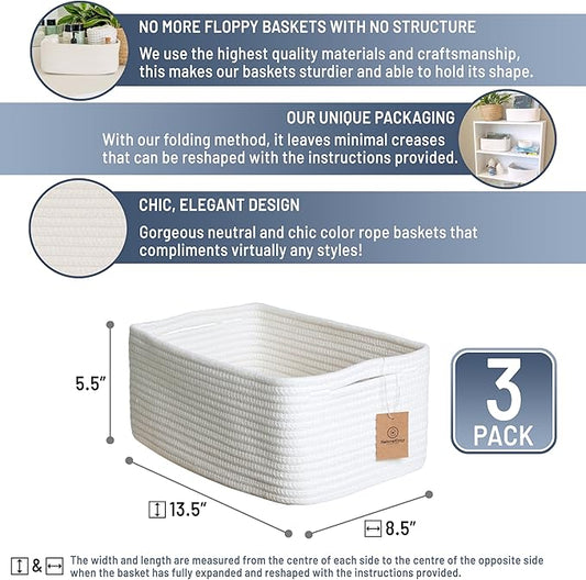 NaturalCozy 13.5”x8.5”x5.5” Storage Baskets - Image 2